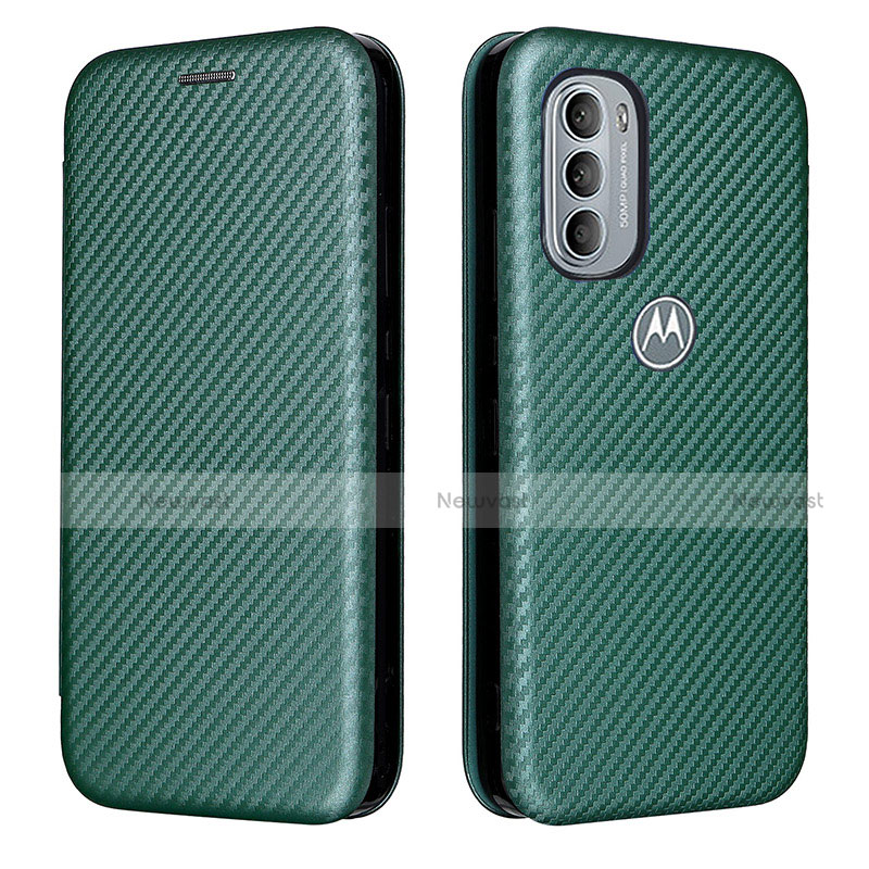 Leather Case Stands Flip Cover Holder L02Z for Motorola Moto G41 Green