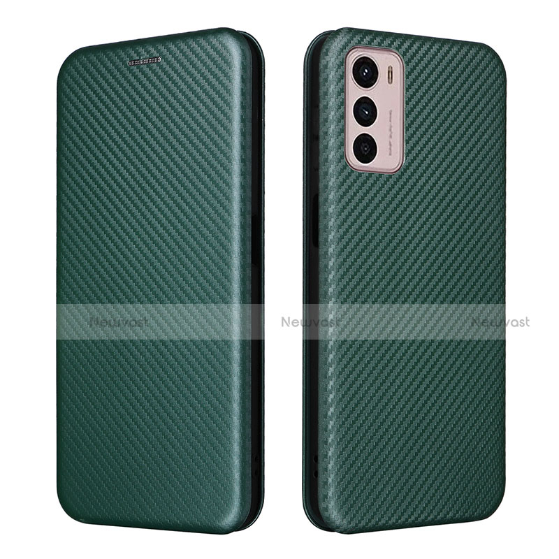 Leather Case Stands Flip Cover Holder L02Z for Motorola Moto G42 Green