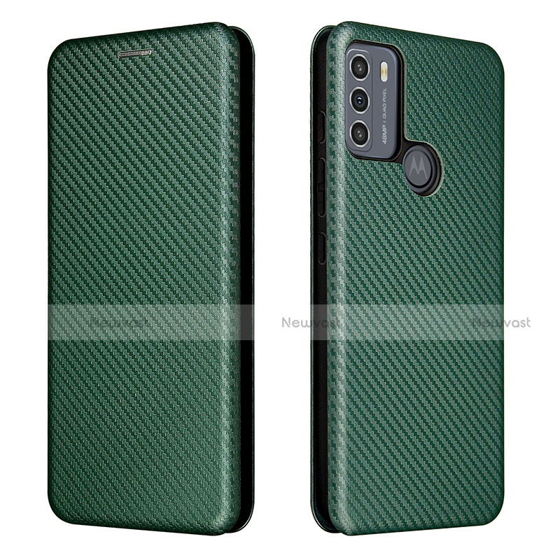 Leather Case Stands Flip Cover Holder L02Z for Motorola Moto G50 Green