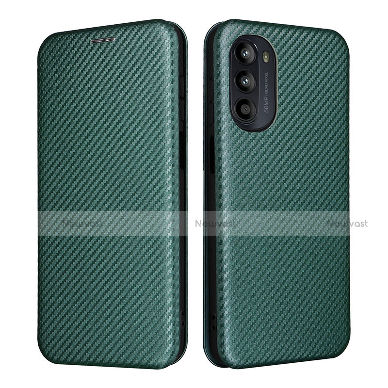 Leather Case Stands Flip Cover Holder L02Z for Motorola Moto G71s 5G Green