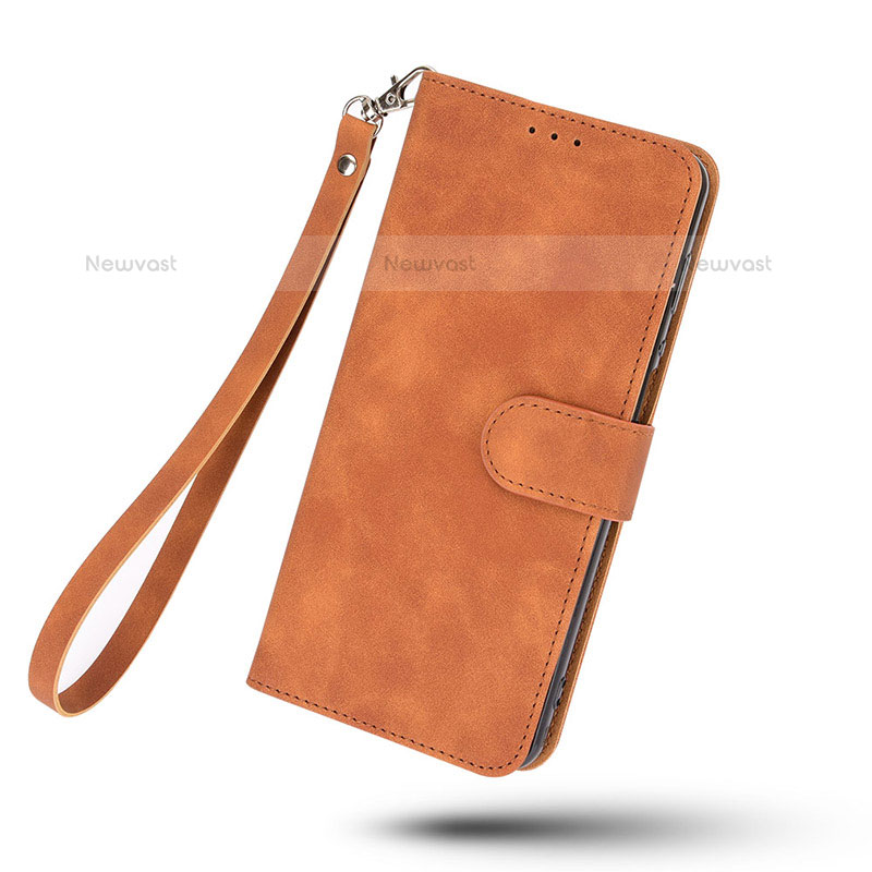 Leather Case Stands Flip Cover Holder L02Z for Nothing Phone 1 Brown