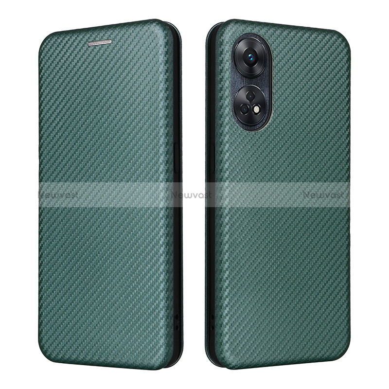 Leather Case Stands Flip Cover Holder L02Z for Oppo Reno8 T 4G Green