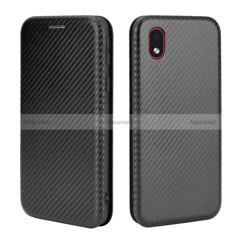 Leather Case Stands Flip Cover Holder L02Z for Samsung Galaxy A01 Core Black
