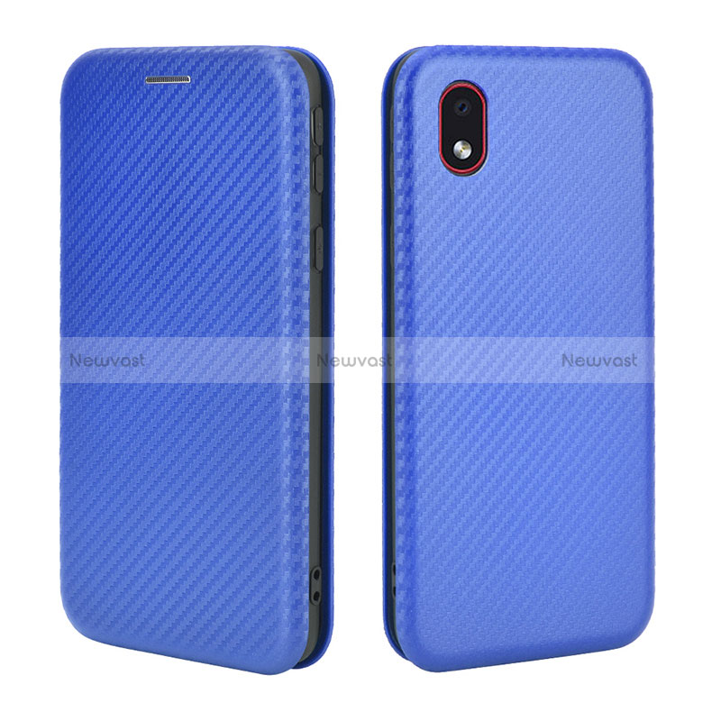 Leather Case Stands Flip Cover Holder L02Z for Samsung Galaxy A01 Core Blue