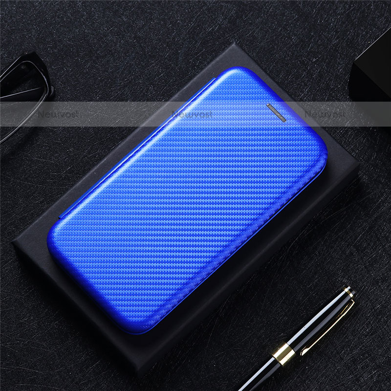 Leather Case Stands Flip Cover Holder L02Z for Samsung Galaxy A02s Blue