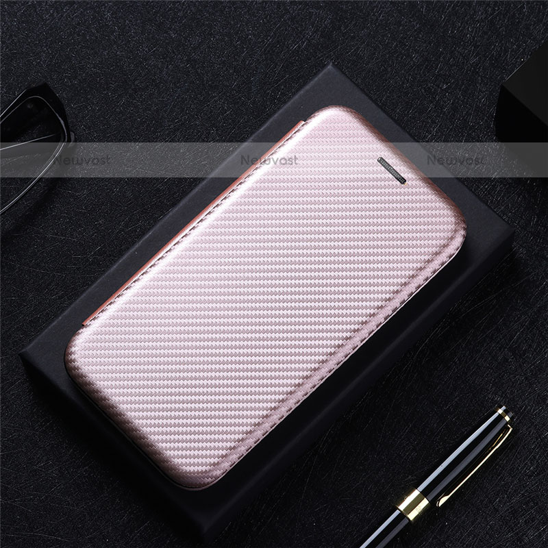 Leather Case Stands Flip Cover Holder L02Z for Samsung Galaxy A02s Rose Gold
