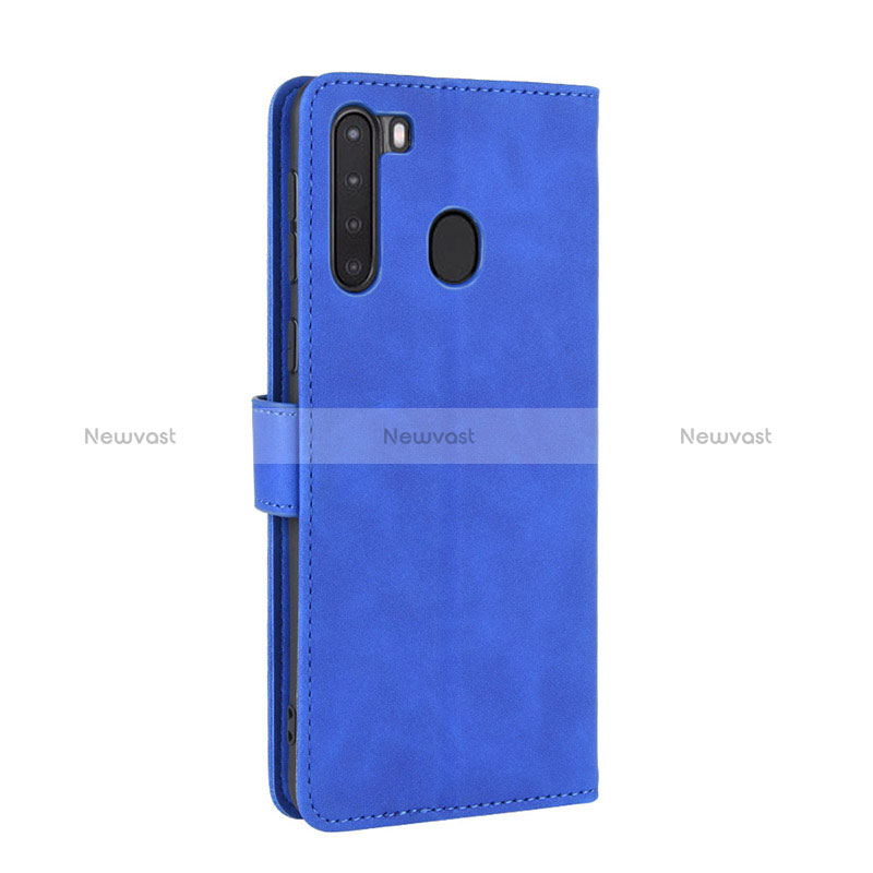 Leather Case Stands Flip Cover Holder L02Z for Samsung Galaxy A21 Blue