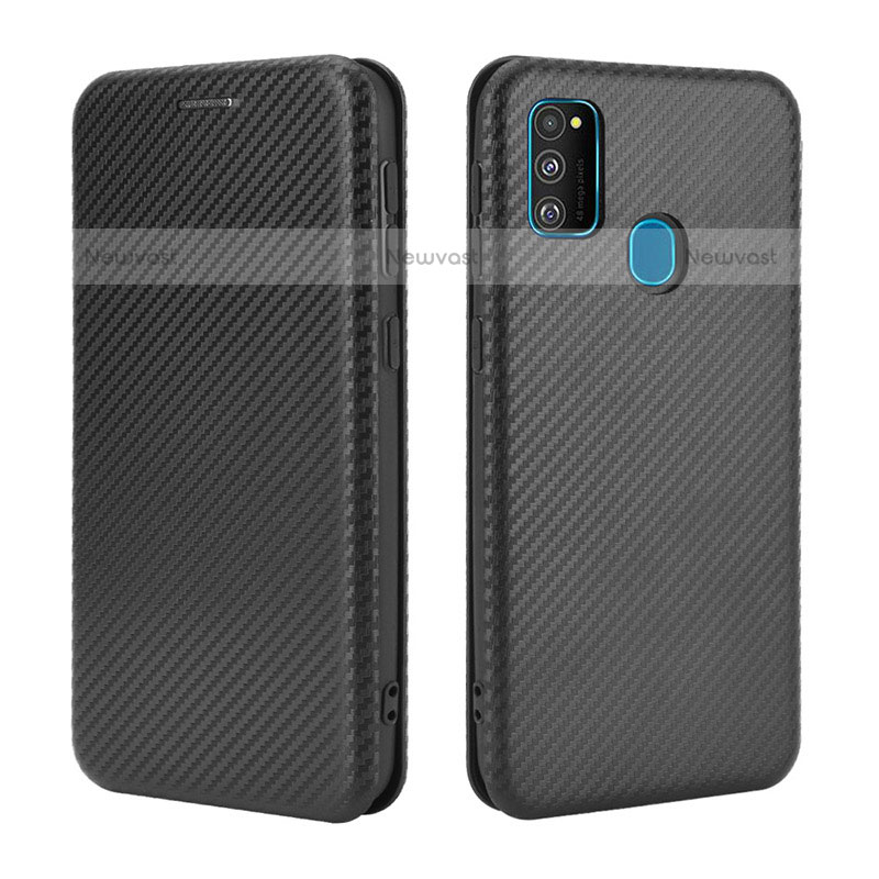 Leather Case Stands Flip Cover Holder L02Z for Samsung Galaxy M30s Black