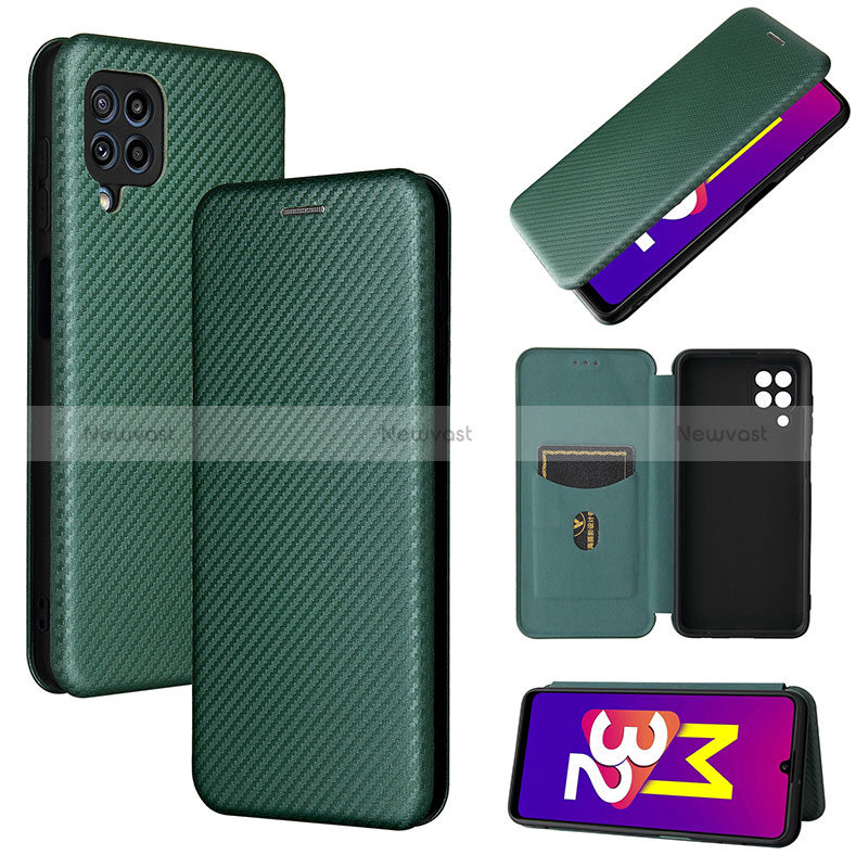 Leather Case Stands Flip Cover Holder L02Z for Samsung Galaxy M32 4G Green