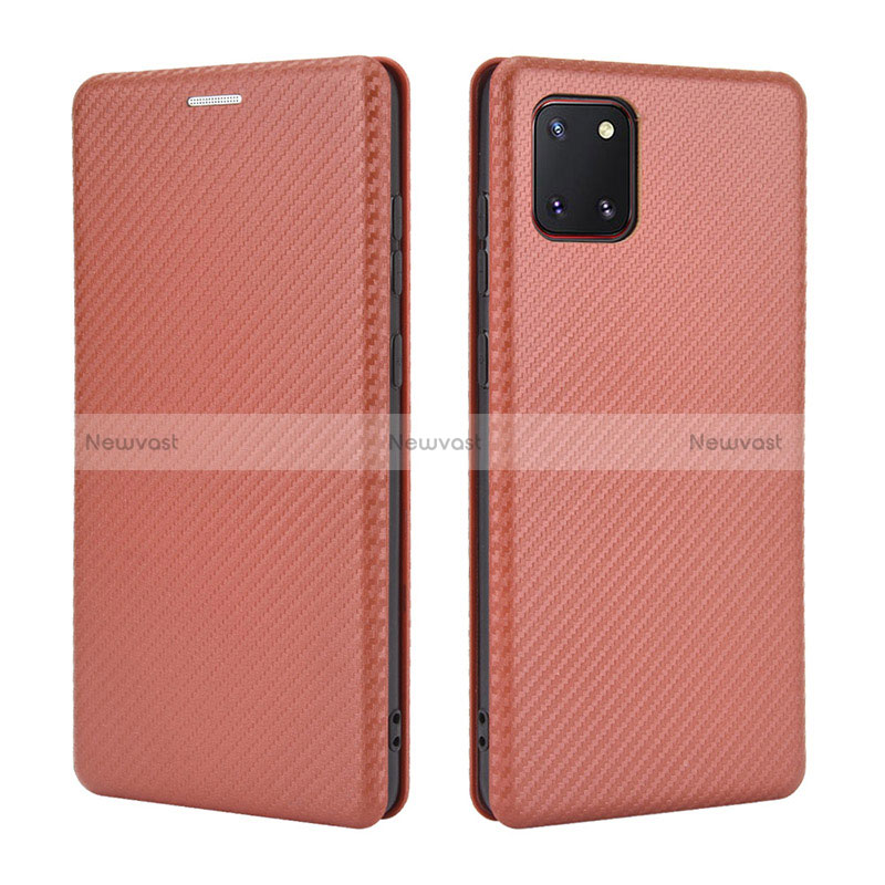 Leather Case Stands Flip Cover Holder L02Z for Samsung Galaxy M60s Brown