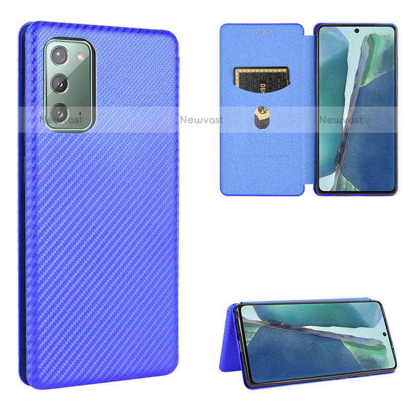 Leather Case Stands Flip Cover Holder L02Z for Samsung Galaxy Note 20 5G Blue
