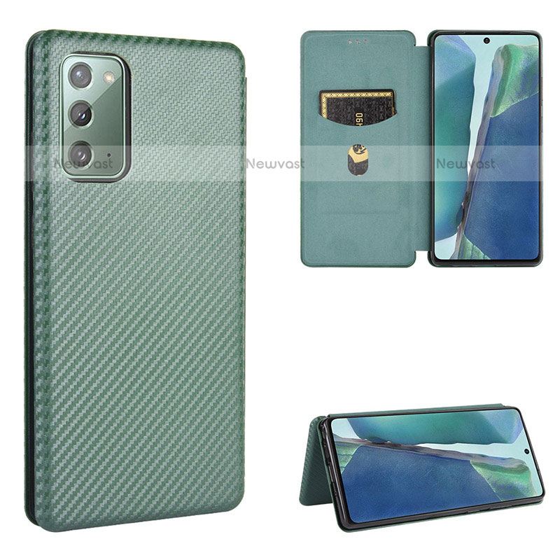 Leather Case Stands Flip Cover Holder L02Z for Samsung Galaxy Note 20 5G Green