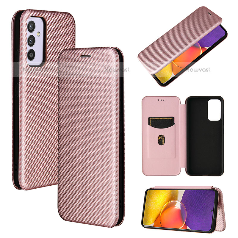 Leather Case Stands Flip Cover Holder L02Z for Samsung Galaxy Quantum2 5G Rose Gold