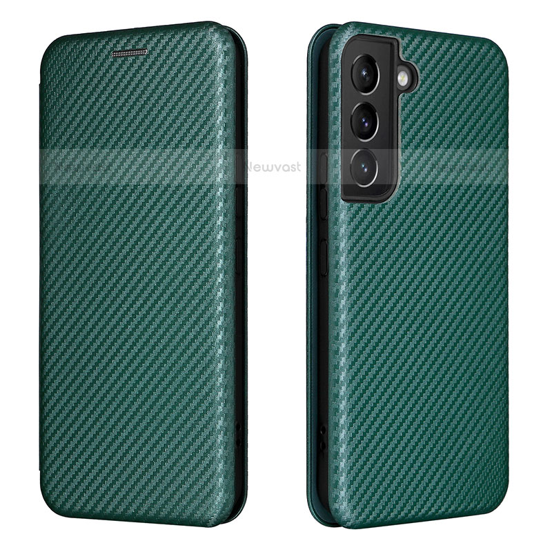 Leather Case Stands Flip Cover Holder L02Z for Samsung Galaxy S22 5G Green