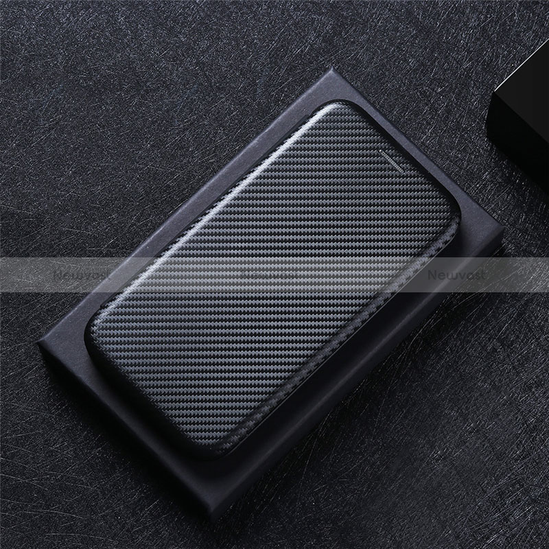 Leather Case Stands Flip Cover Holder L02Z for Sharp Aquos Sense4 Plus Black