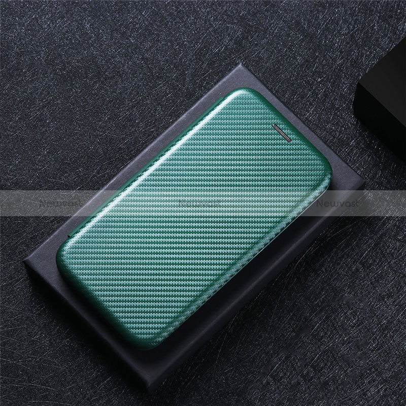 Leather Case Stands Flip Cover Holder L02Z for Sharp Aquos Sense4 Plus Green