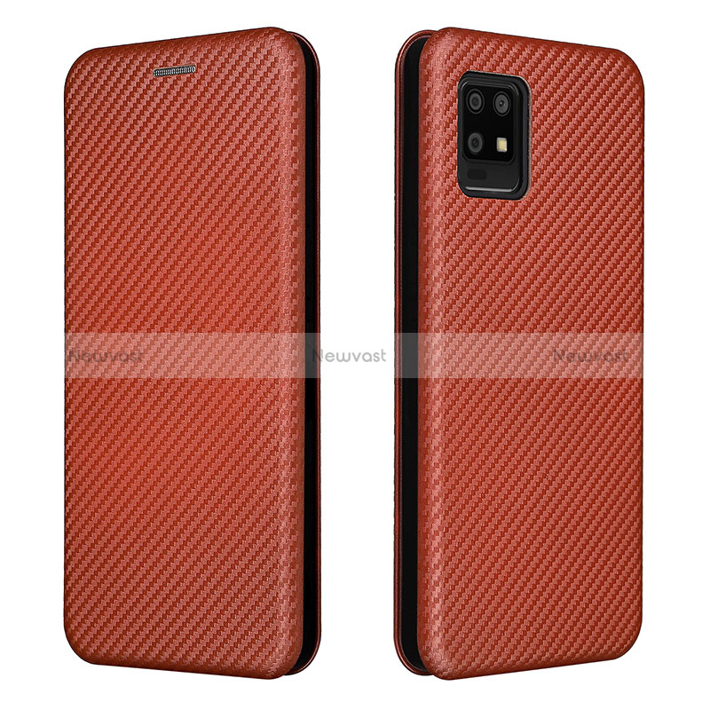 Leather Case Stands Flip Cover Holder L02Z for Sharp Aquos Zero6 Brown
