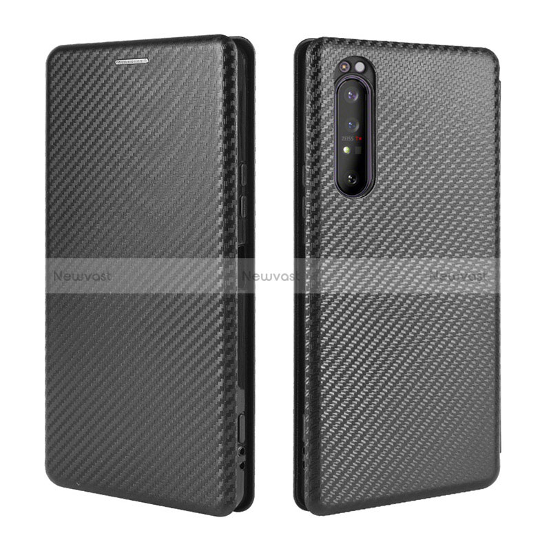 Leather Case Stands Flip Cover Holder L02Z for Sony Xperia 1 II Black