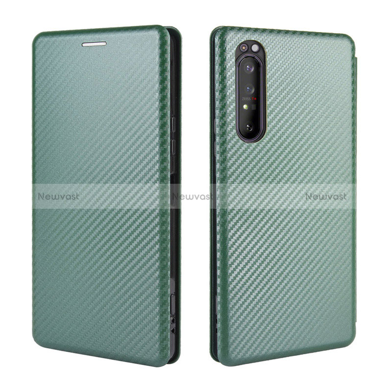 Leather Case Stands Flip Cover Holder L02Z for Sony Xperia 1 II Green