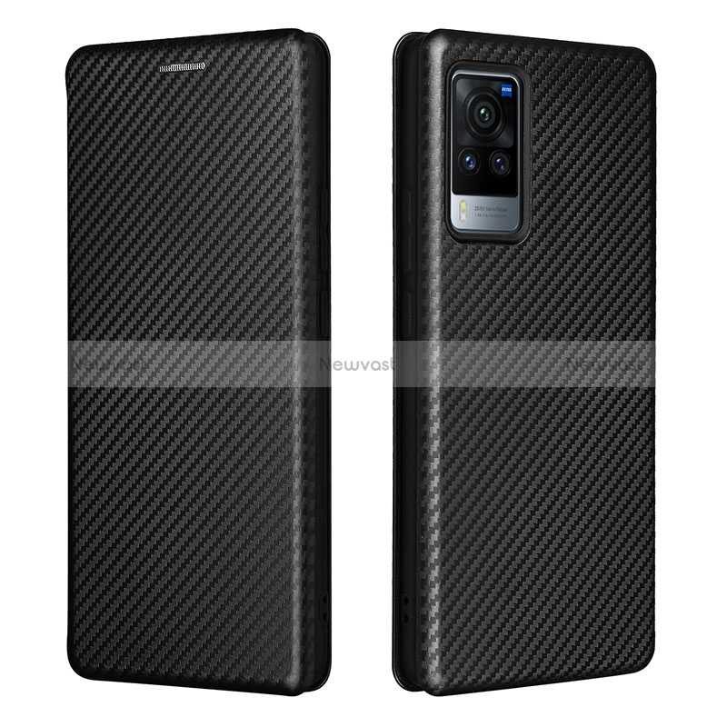 Leather Case Stands Flip Cover Holder L02Z for Vivo X60 Pro 5G Black