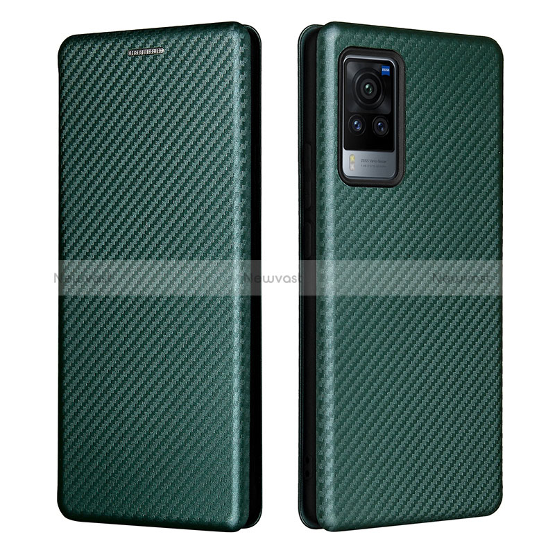 Leather Case Stands Flip Cover Holder L02Z for Vivo X60 Pro 5G Green