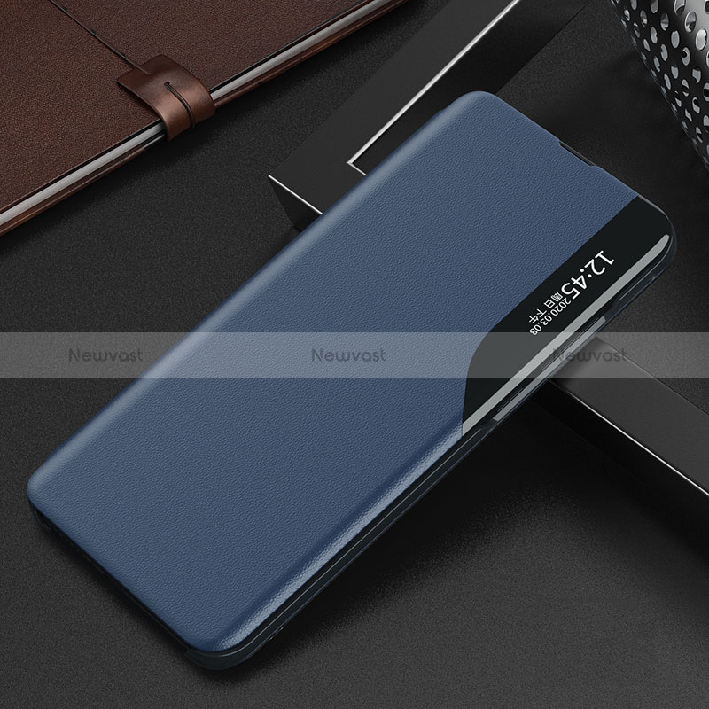 Leather Case Stands Flip Cover Holder L03 for Oppo Reno8 5G Blue