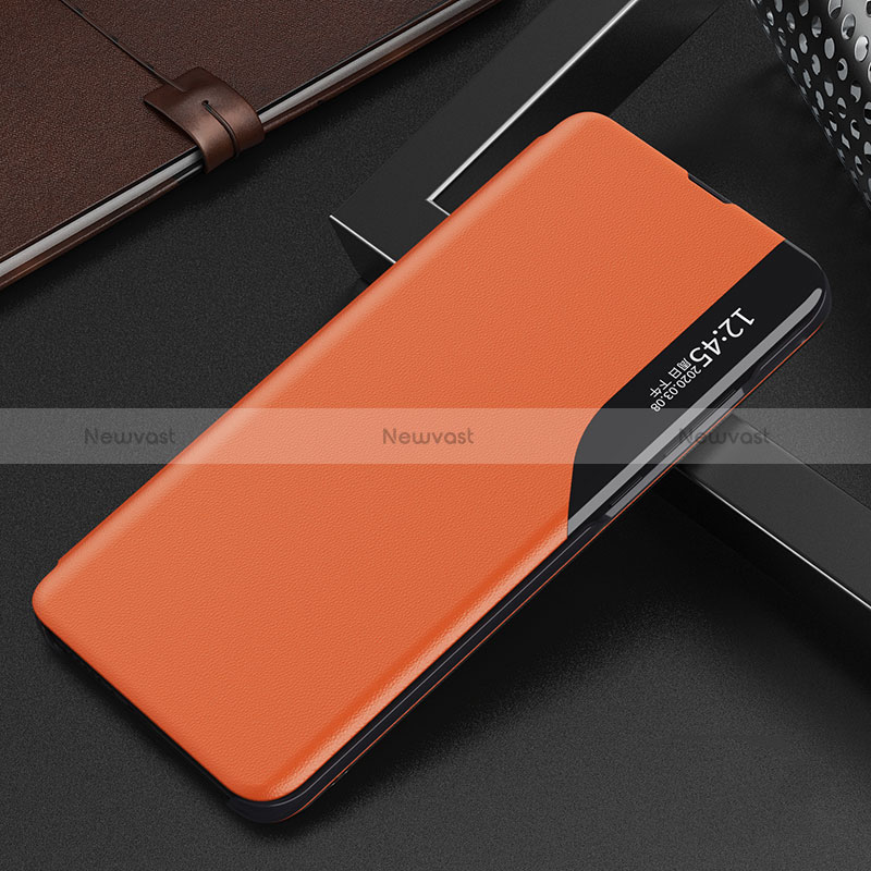 Leather Case Stands Flip Cover Holder L03 for Oppo Reno8 5G Orange