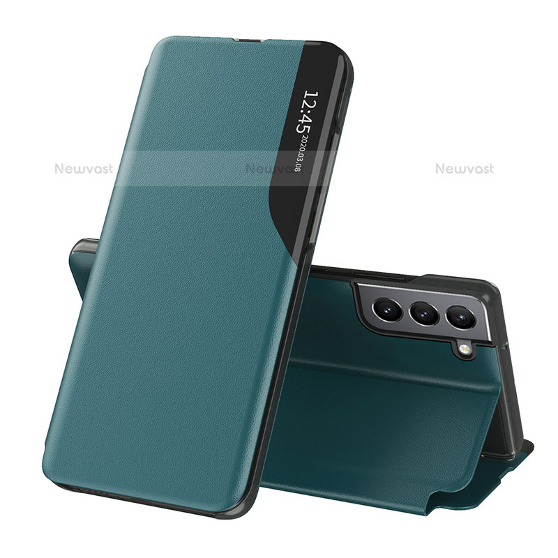 Leather Case Stands Flip Cover Holder L03 for Samsung Galaxy S21 FE 5G Green