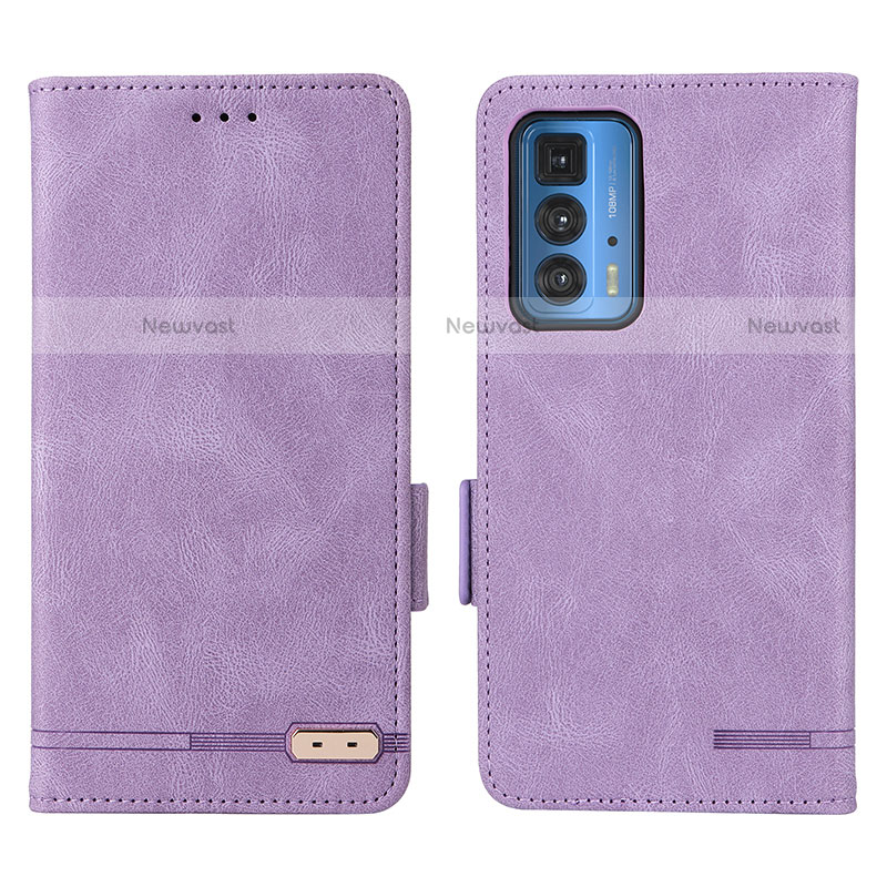 Leather Case Stands Flip Cover Holder L03Z for Motorola Moto Edge 20 Pro 5G Purple