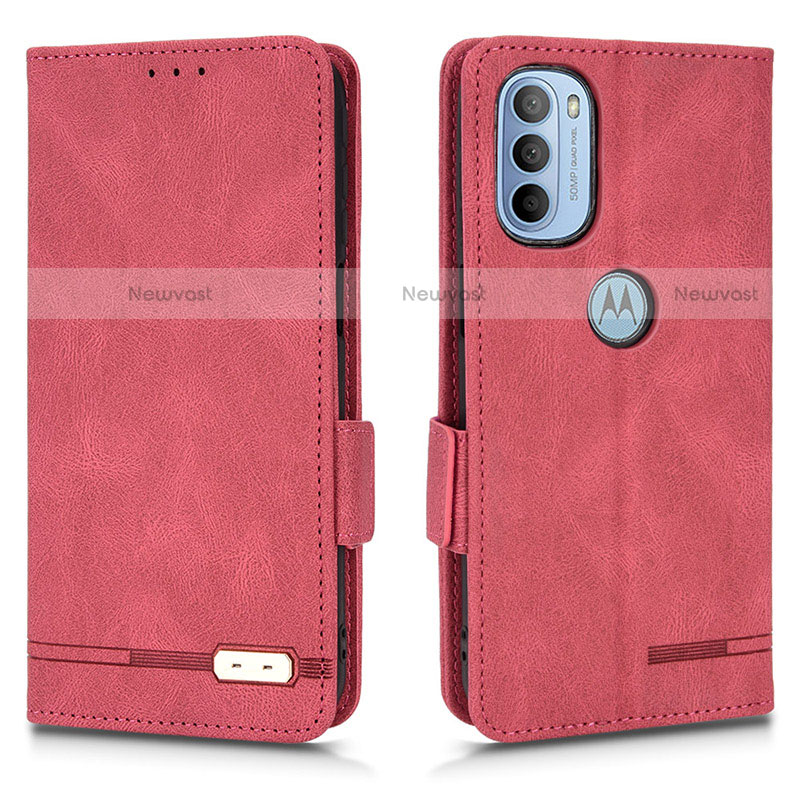 Leather Case Stands Flip Cover Holder L03Z for Motorola Moto G31 Red