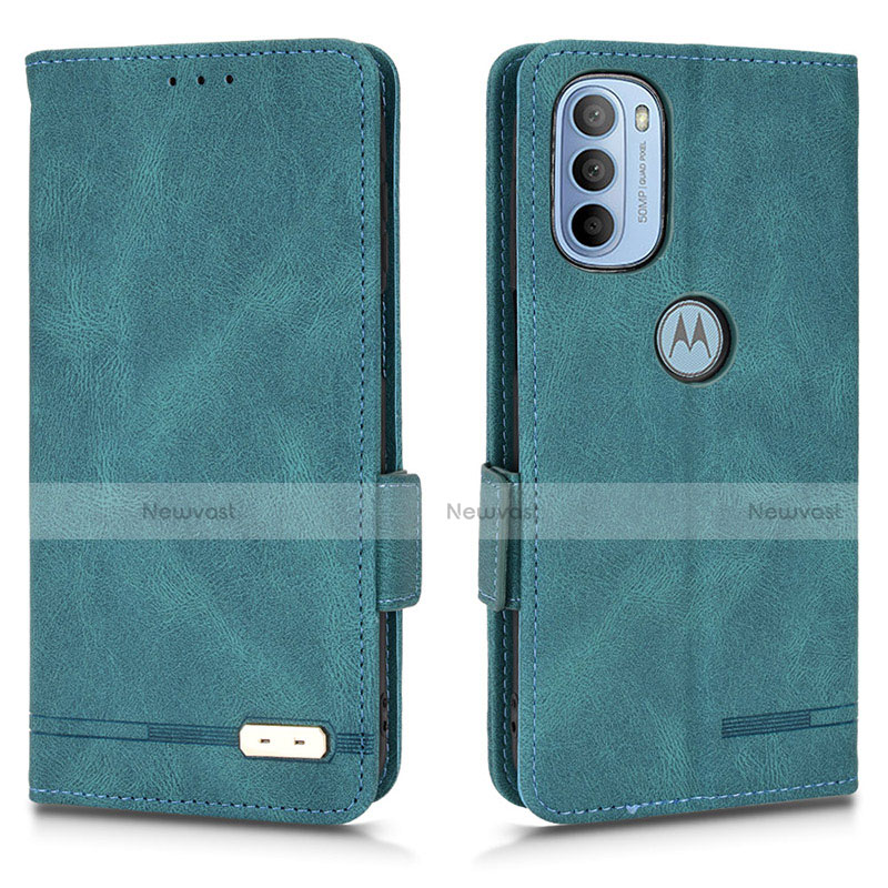 Leather Case Stands Flip Cover Holder L03Z for Motorola Moto G41 Green