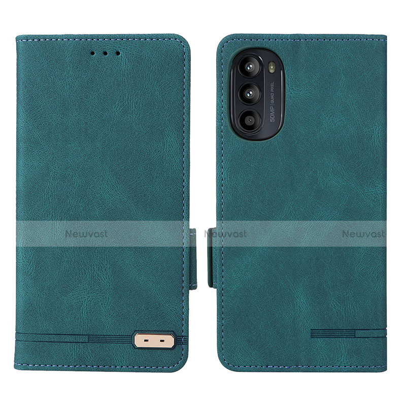 Leather Case Stands Flip Cover Holder L03Z for Motorola Moto G71s 5G Green