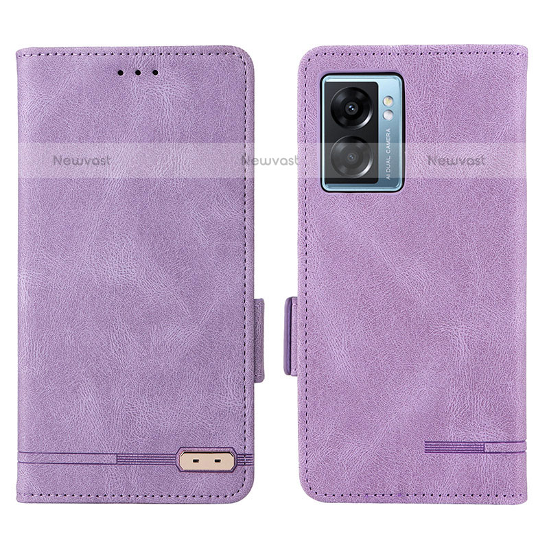 Leather Case Stands Flip Cover Holder L03Z for OnePlus Nord N300 5G Purple