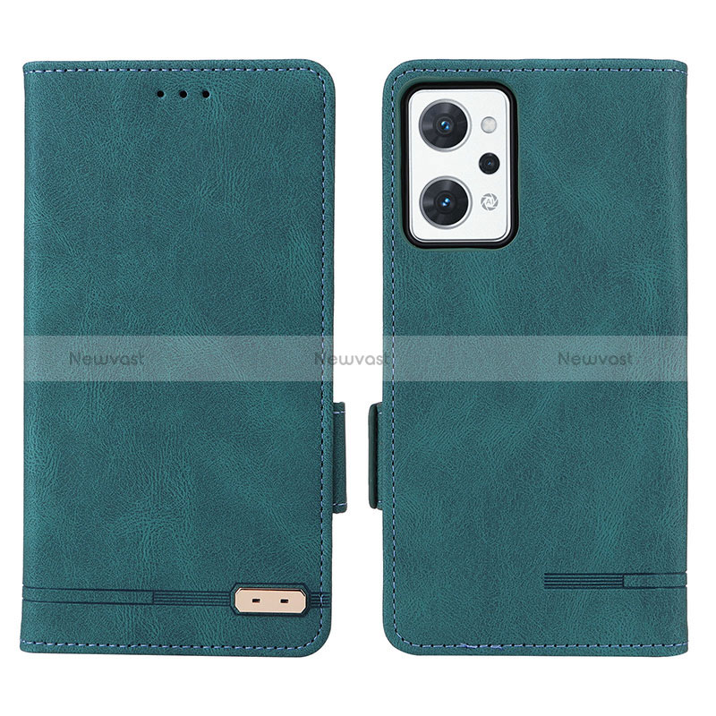 Leather Case Stands Flip Cover Holder L03Z for Oppo Reno7 A Green