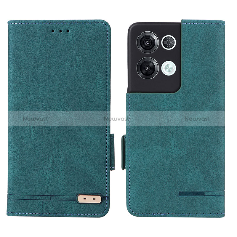 Leather Case Stands Flip Cover Holder L03Z for Oppo Reno9 Pro+ Plus 5G Green