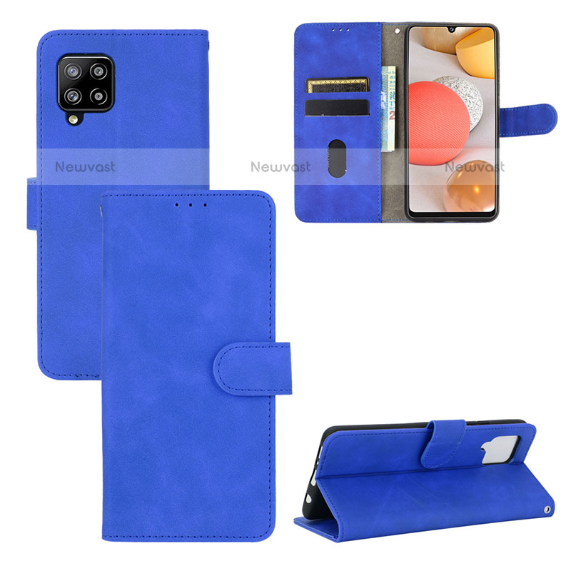 Leather Case Stands Flip Cover Holder L03Z for Samsung Galaxy A42 5G Blue