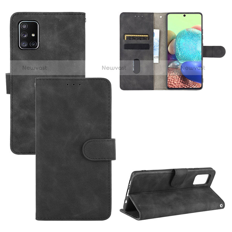 Leather Case Stands Flip Cover Holder L03Z for Samsung Galaxy A51 4G Black