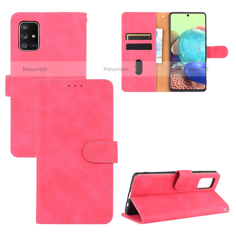 Leather Case Stands Flip Cover Holder L03Z for Samsung Galaxy A51 4G Hot Pink