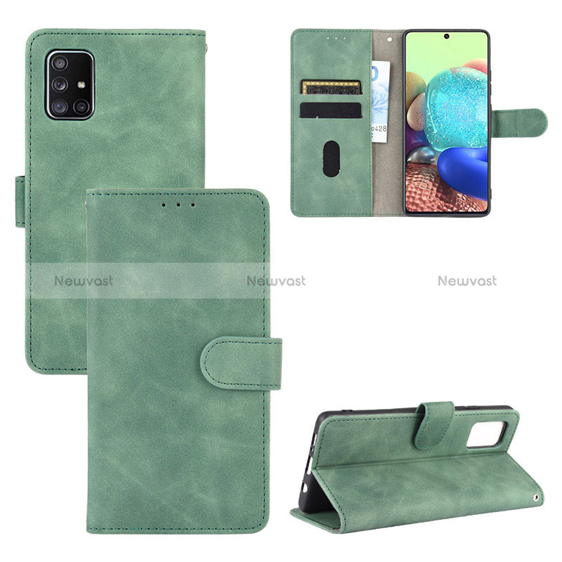 Leather Case Stands Flip Cover Holder L03Z for Samsung Galaxy A51 5G Green