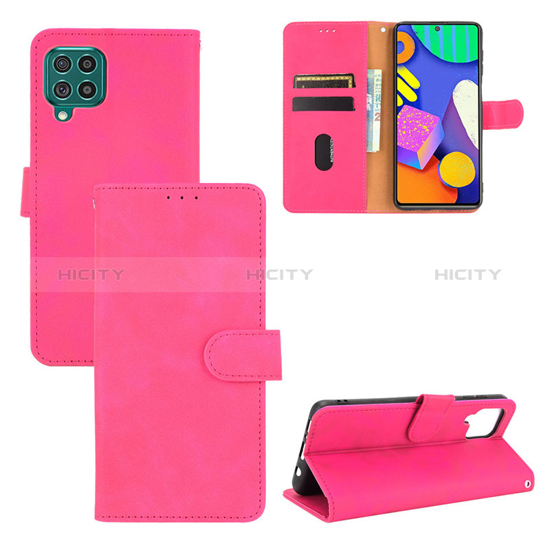 Leather Case Stands Flip Cover Holder L03Z for Samsung Galaxy F62 5G Hot Pink