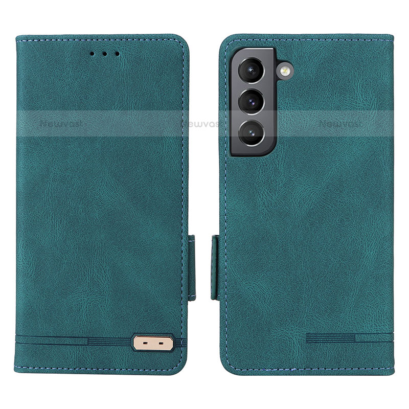 Leather Case Stands Flip Cover Holder L03Z for Samsung Galaxy S22 Plus 5G Green