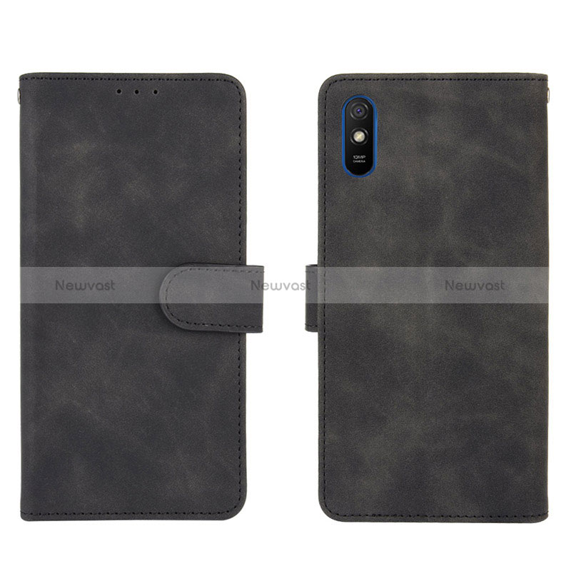 Leather Case Stands Flip Cover Holder L03Z for Xiaomi Redmi 9AT Black