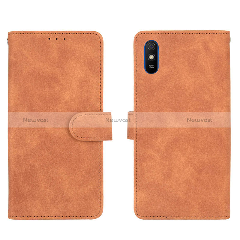 Leather Case Stands Flip Cover Holder L03Z for Xiaomi Redmi 9AT Brown