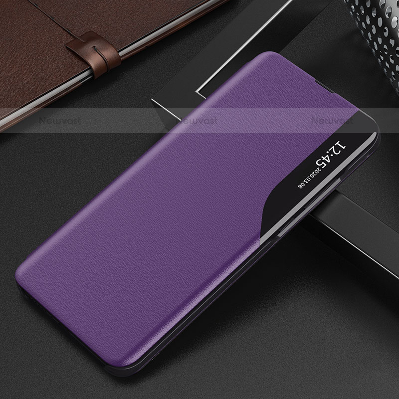 Leather Case Stands Flip Cover Holder L04 for Samsung Galaxy S21 Plus 5G Purple
