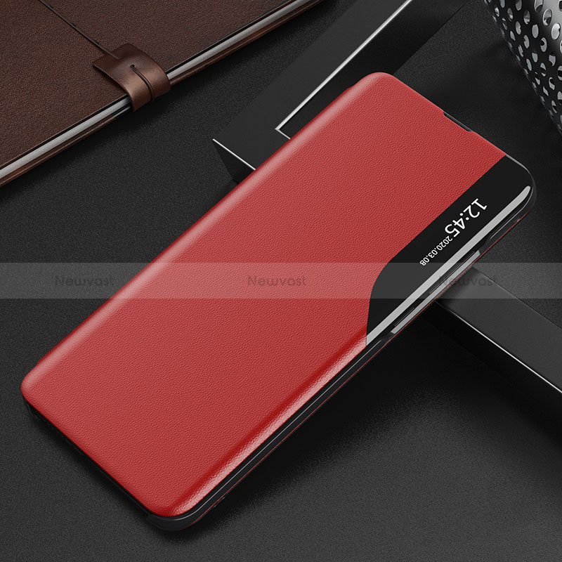 Leather Case Stands Flip Cover Holder L04 for Samsung Galaxy S22 Plus 5G Red