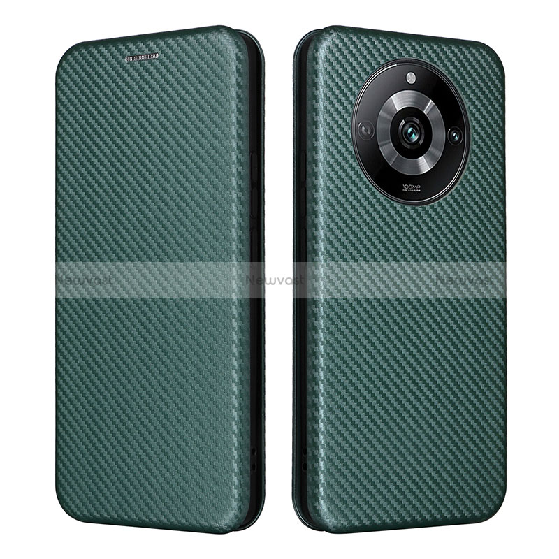 Leather Case Stands Flip Cover Holder L04Z for Realme 11 Pro 5G Green