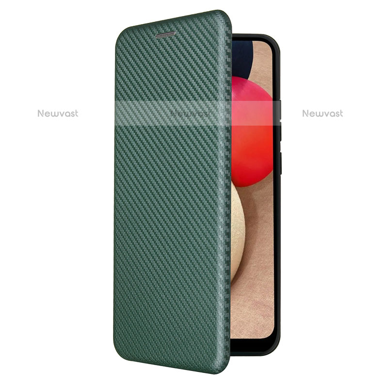 Leather Case Stands Flip Cover Holder L04Z for Samsung Galaxy A02s Green