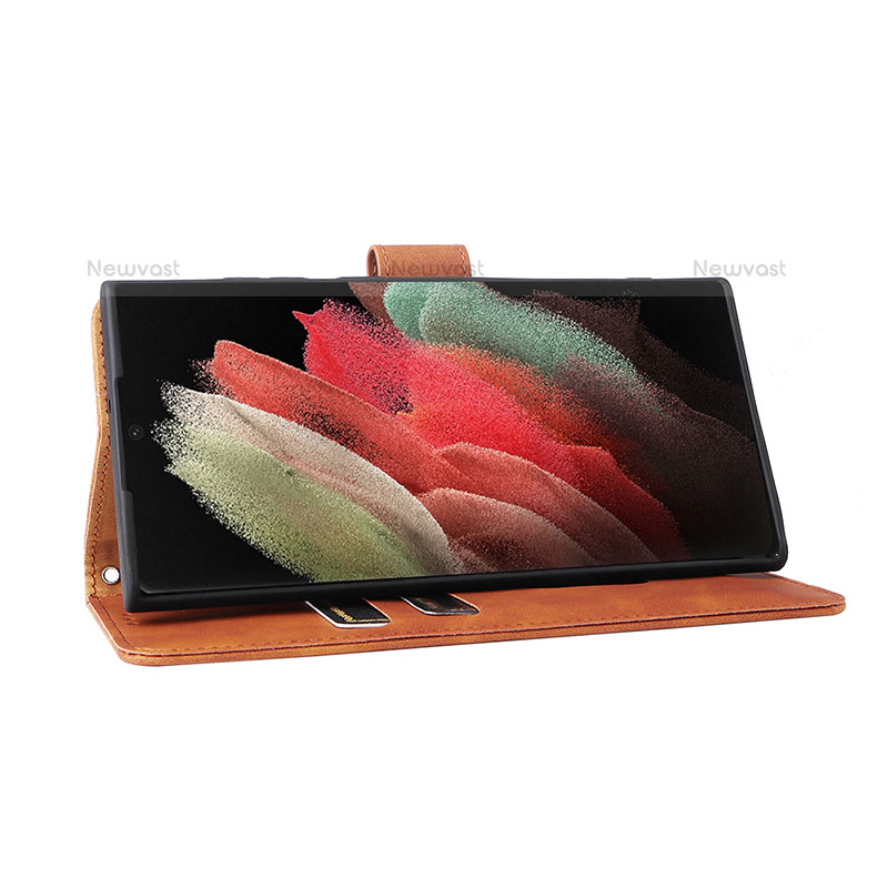 Leather Case Stands Flip Cover Holder L04Z for Samsung Galaxy S21 Ultra 5G