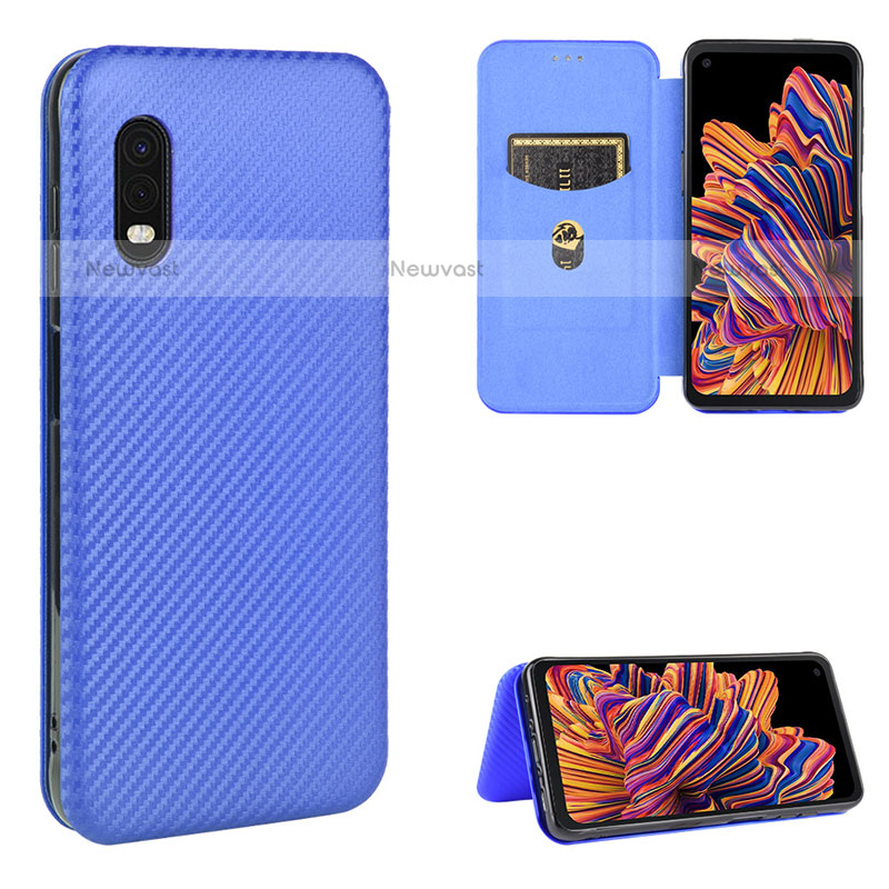 Leather Case Stands Flip Cover Holder L04Z for Samsung Galaxy XCover Pro Blue