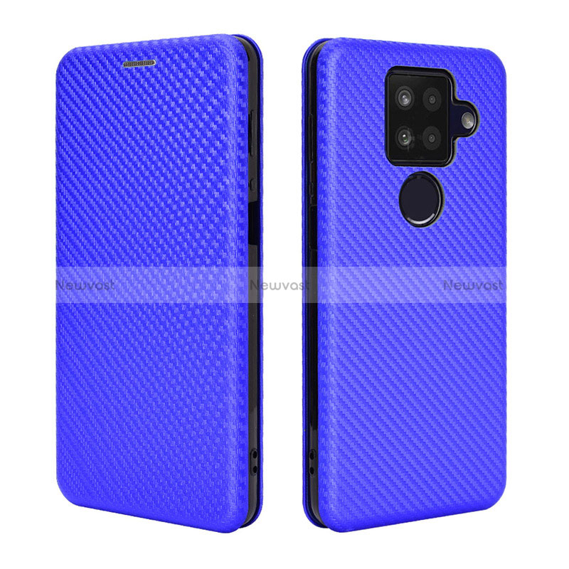 Leather Case Stands Flip Cover Holder L04Z for Sharp Aquos Sense4 Plus Blue